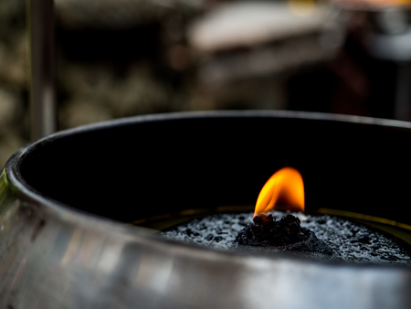 Oil lamp in temple.の写真素材