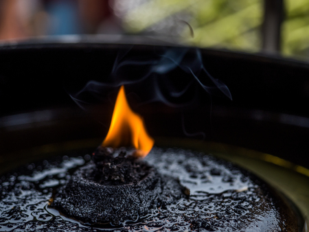 Oil lamp in temple.