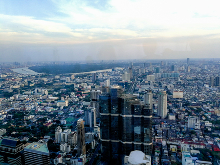 BANGKOK, THAILAND -JAN, 2019 - Photos of Bangkok City line, The King Power Mahanakhon Skywalk.のeditorial素材