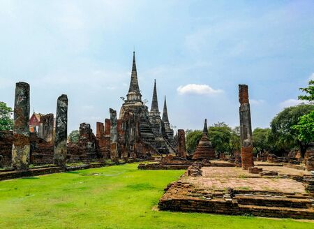 Pagoda at Wat Phra Si Sanphet temple in Ayutthaya Historical Park, Thailand. Jan 2019の写真素材
