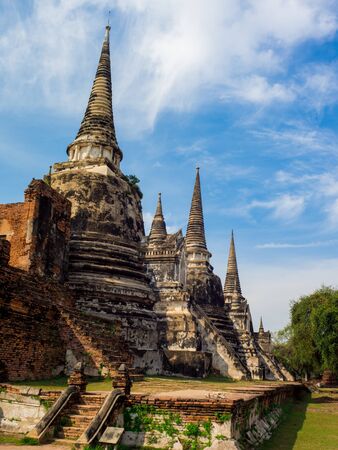 Pagoda at Wat Phra Si Sanphet temple in Ayutthaya Historical Park, Thailand. Jan 2019の写真素材