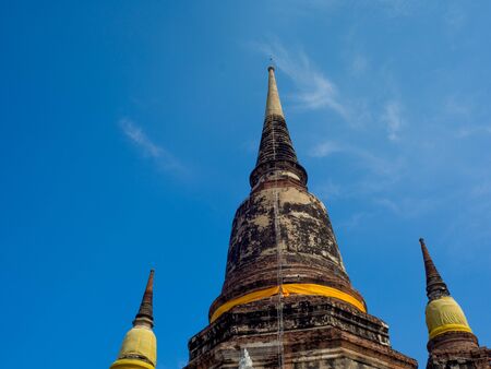 Ruin Pagoda of Wat Yai Chaimongkol in Ayutthaya ,Thailandの写真素材