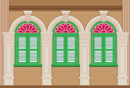 A classic house, Old town. Chinese home styles, vector illustration, Sino-Portuguese styleのイラスト素材