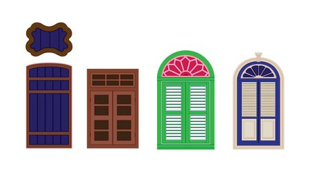 A classic doors set. Chinese home styles, vector illustration, Sino-Portuguese styleのイラスト素材
