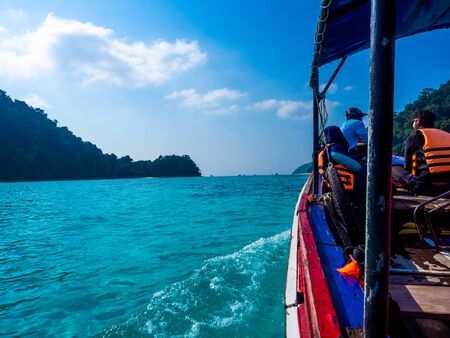 Tourist Boat to snorkeling at Surin Island, Thailand : March 2019のeditorial素材