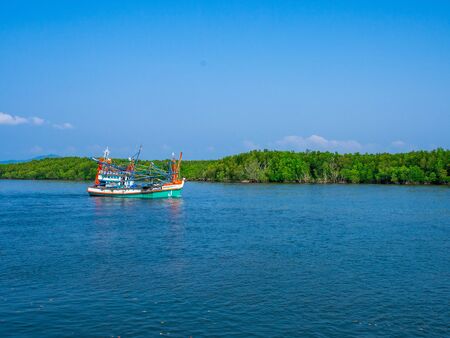 Khura Buri Pier to the islands in Khura Buri District, Phang-nga, Thailandの写真素材