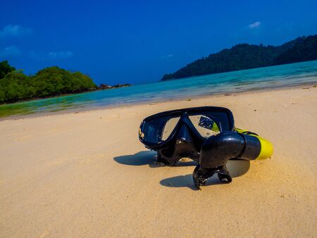 Mask for snorkeling on the beachの写真素材