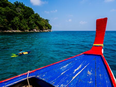 Tourist Boat to snorkeling at Surin Island, Thailandの写真素材