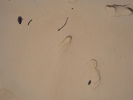 Footprints on the beach for background.の写真素材