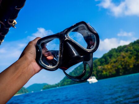 Mask for snorkeling on the beach