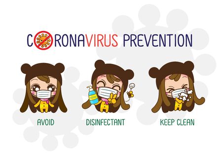 Corona Virus 2020. virus disease, Infographic, Logo, symbol & how to prevent.: Vector illustrationのイラスト素材