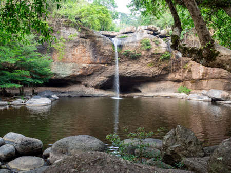 Haew Suwat Waterfall in Khao Yai National Park, THAILAND, April 18, 2019.のeditorial素材