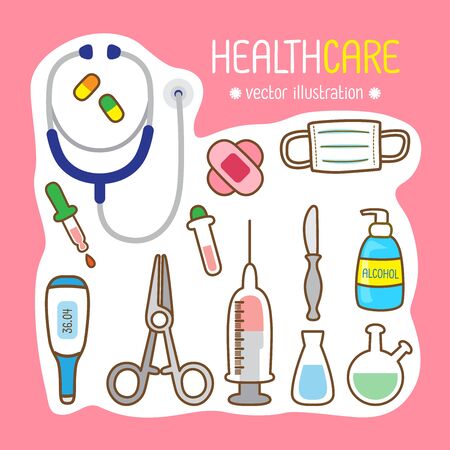 Healthcare Medical Hospital Medicine, Healthcare concept. Creative design for layouts : vector illustrationのイラスト素材