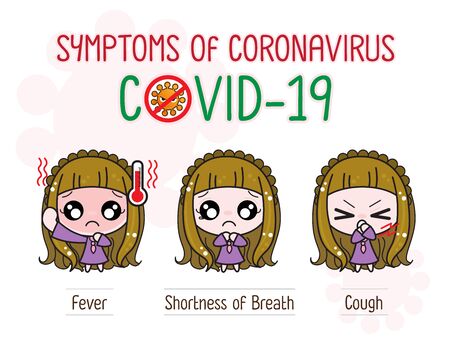 Character Cartoon Character Cartoon Symptoms Of CORONAVIRUSCOVID-19 ), Fight virus concept, Stay Home : Vector illustration.のイラスト素材