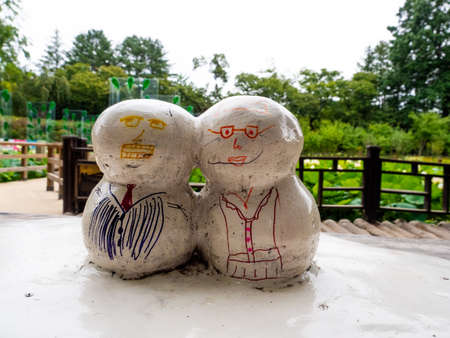 Nami Island, South Korea - Sep 20, 2019. A cute small doll sculptures of Namiseom Islandのeditorial素材