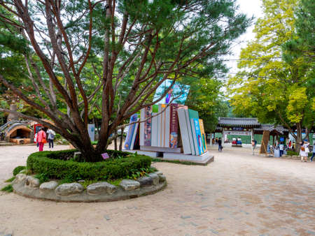 Nami Island, South Korea - Sep 20, 2019. People walking at the tree park in Namiseom Islandのeditorial素材