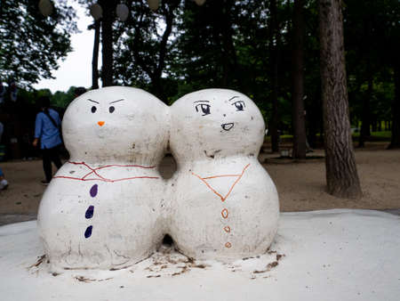 Nami Island, South Korea - Sep 20, 2019. A cute small doll sculptures of Namiseom Islandのeditorial素材