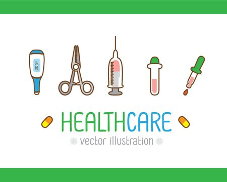 Healthcare Medical Hospital Medicine, Healthcare concept. Creative design for layouts : vector illustrationのイラスト素材