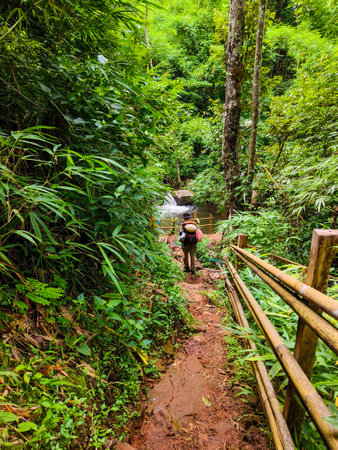 Uttaradit Province, Thailand - July, 24, 2023 : view along the way of Phu Soi Dao National Park, north of Thailand.のeditorial素材