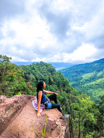 Uttaradit Province, Thailand - July, 24, 2023 : view along the way of Phu Soi Dao National Park, north of Thailand.のeditorial素材