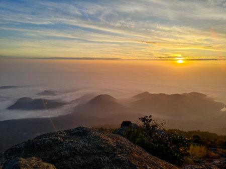 sunrise at Ramkhamhaeng National Park or we call Khao Luang Sukhothai, Thailandの写真素材