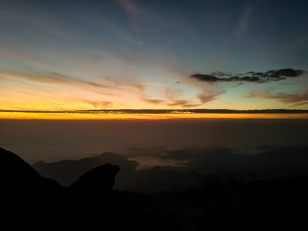 sunrise at Khao Luang Sukhothai, Thailandの写真素材
