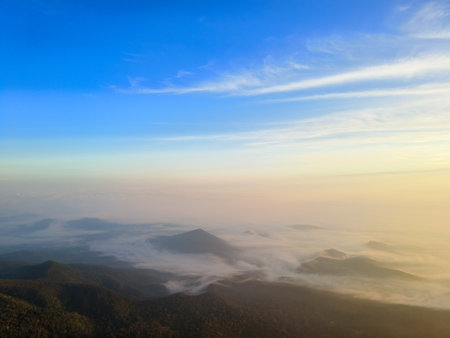 sunrise at Ramkhamhaeng National Park or we call Khao Luang Sukhothai, Thailandの写真素材
