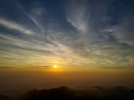 sunrise at Ramkhamhaeng National Park or we call Khao Luang Sukhothai, Thailandの写真素材