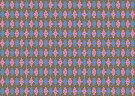 Argyle pattern pink, light blue and brownのイラスト素材