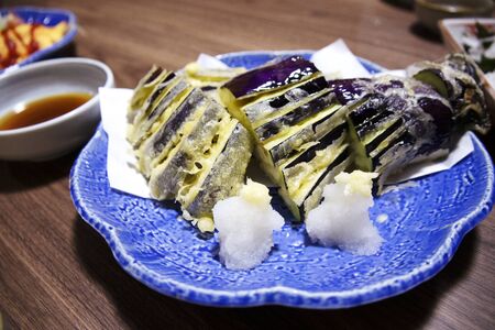Japanese food / eggplant tempuraの写真素材