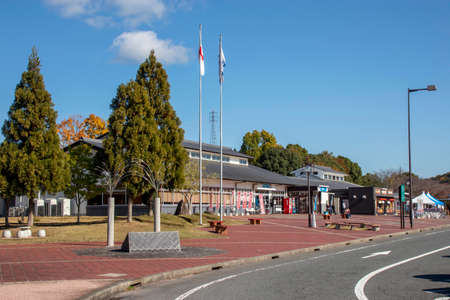 "Truck stop parking lot" on a Japanese highwayのeditorial素材