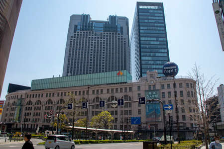Nankai Electric Railway Namba Station and cityscape / April 4, 2020, Osaka City, Osaka Prefecture, Japanのeditorial素材