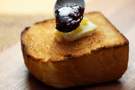 Baked toast with homemade bread.の写真素材