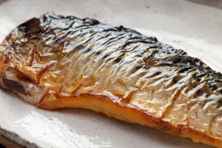 Grilled fish salt mackerelの写真素材
