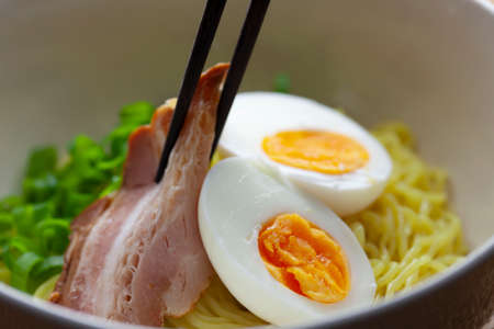 tsukemen / Similar to Ramen but the noodles and broth are in separate bowls which you dip and eat like soba.の写真素材