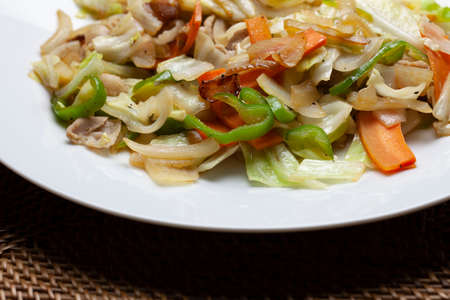 Close up of stir-fried vegetablesの写真素材