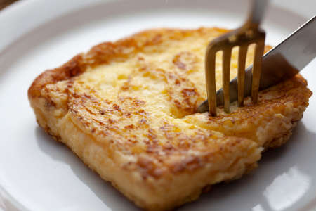 Sweet French toast made at home.の写真素材