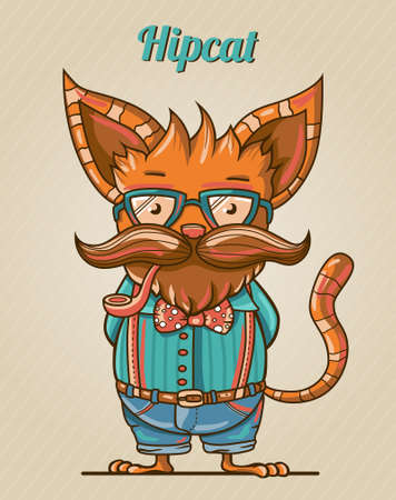 Illustration of cartoon hipster style catのイラスト素材