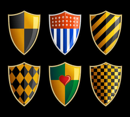 set of medieval shieldsのイラスト素材