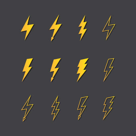 Illustration of vector lightning icon set