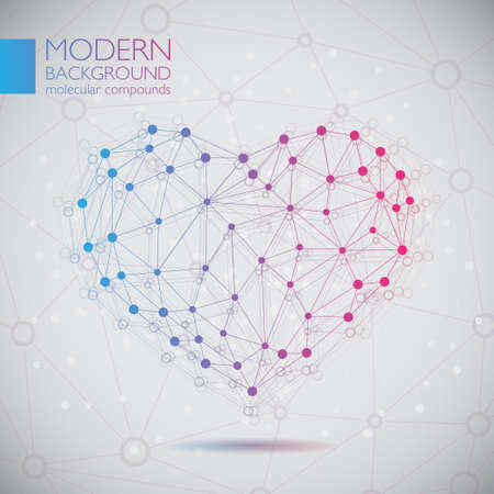 Illustration of modern vector molecular heartのイラスト素材