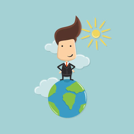 Illustration of vector funny character on the Earthのイラスト素材