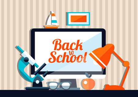 Illustration of school flat design compositionのイラスト素材