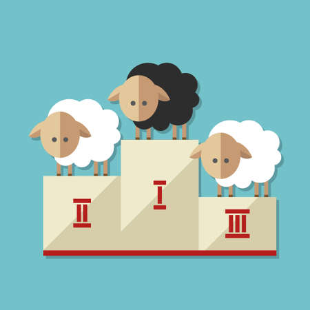 Modern flat design conceptual illustration with sheepのイラスト素材