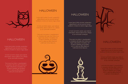 Illustration of vector retro graphical templates with Halloween elementsのイラスト素材
