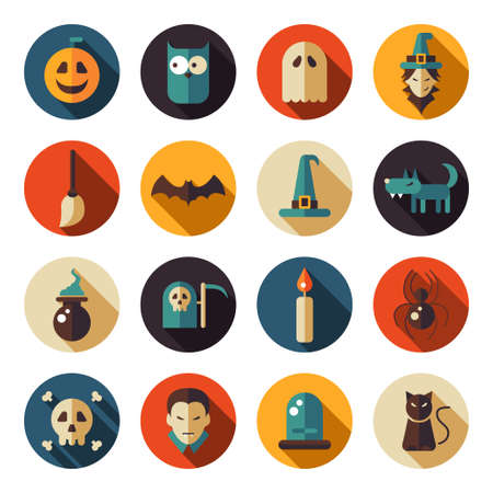 Set of vector flat design Halloween iconsのイラスト素材