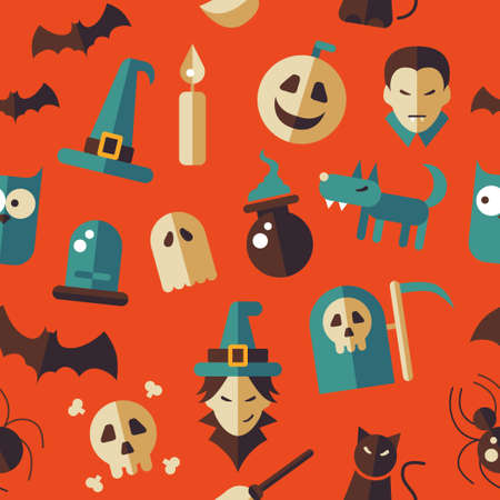 Illustration of vector flat design Halloween patternのイラスト素材