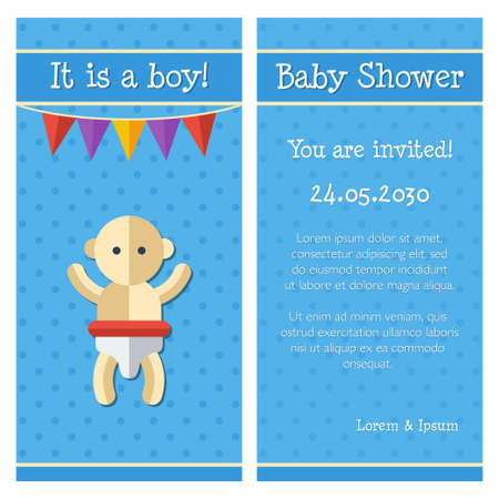 Illustration of vector flat design cute baby shower templateのイラスト素材