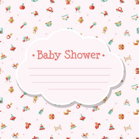Illustration of vector flat design cute baby shower templateのイラスト素材