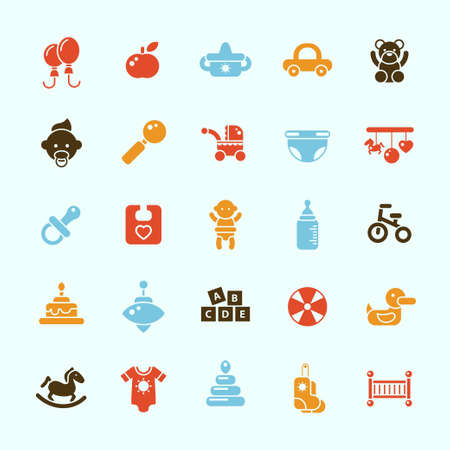 Set of flat design cute baby vector iconsのイラスト素材